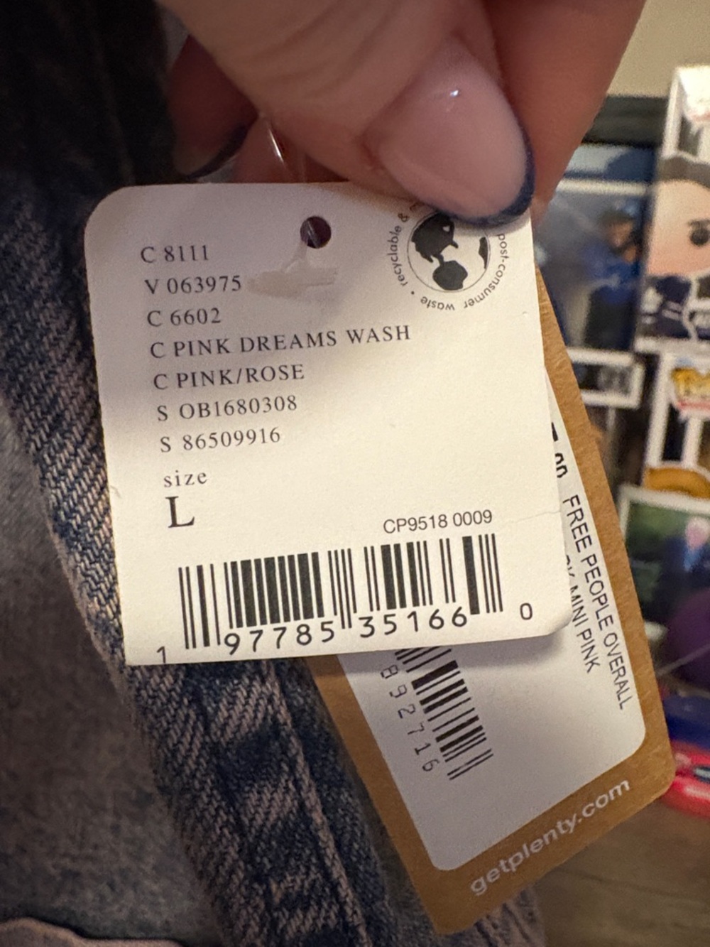 Free People Pink Dreams Wash Denim Overall Dress - Picture 2 of 6